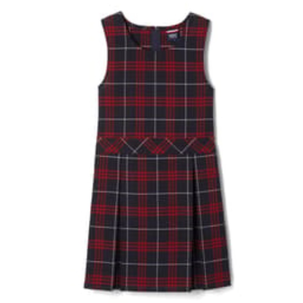 French Toast red/navy plaid school uniform dress